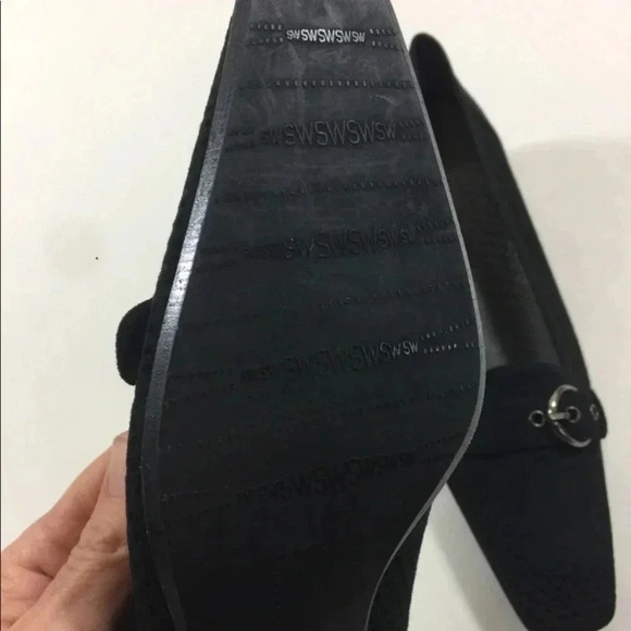 Stuart Weiztman Black Suede Loafer Heels - Picture 3 of 8